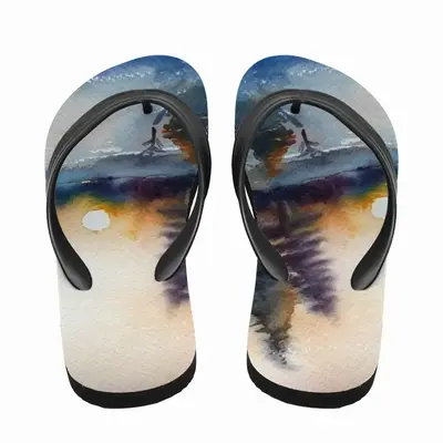 Men Sunset In The Winter Forest Flip Flop Slippers