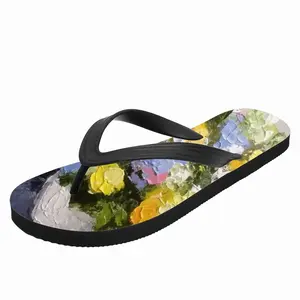 Men Yellow And Blue Flowers Flip Flop Slippers