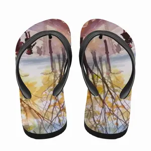 Men Set 1-Together In The Autumn Park Autumn Trees Flip Flop Slippers