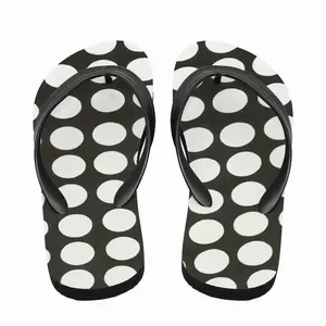 Men White Circles On Black Flip Flop Slippers