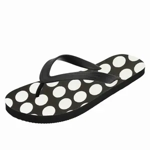 Men White Circles On Black Flip Flop Slippers