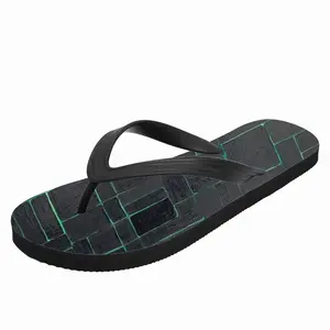 Men Black Green Flip Flop Slippers