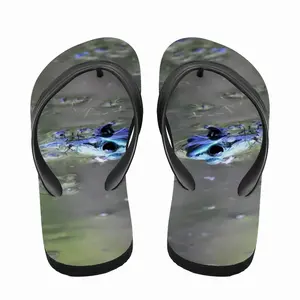 Men Green Frog In Bubbles Flip Flop Slippers