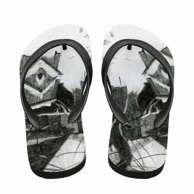 Men Old Yard In Winter Flip Flop Slippers