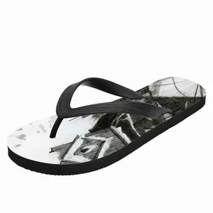 Men Old Yard In Winter Flip Flop Slippers