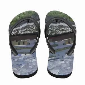 Men Motor Ship At The Pier Flip Flop Slippers