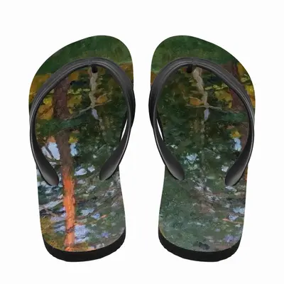 Men Evening In A Pine Forest Flip Flop Slippers