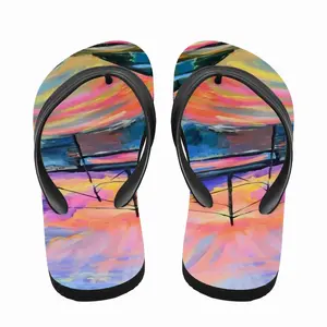 Men House Yard At Sunset Flip Flop Slippers