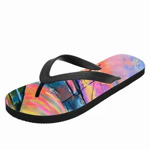 Men House Yard At Sunset Flip Flop Slippers