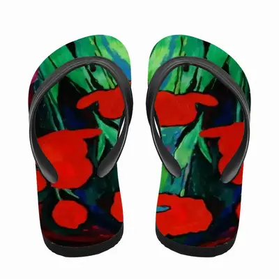 Men Red Tulips Flip Flop Slippers