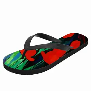 Men Red Tulips Flip Flop Slippers