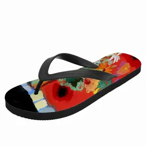 Men Black Cat In A Still Life Flip Flop Slippers