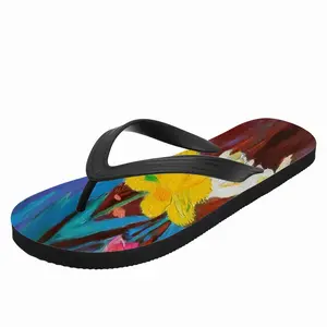 Men Yellow And White Tulips Flip Flop Slippers