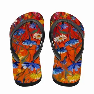 Men Cornflowers In The Meadow 20X16 Hand Painted Flip Flop Slippers