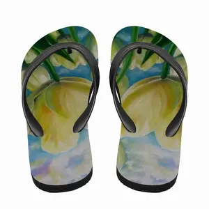 Men White Tulips And Spring Sky Flip Flop Slippers