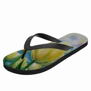 Men White Tulips And Spring Sky Flip Flop Slippers