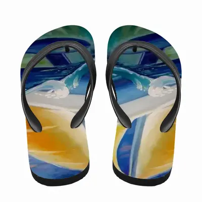 Men Sailboat Breaking The Wave Flip Flop Slippers