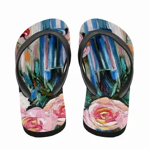 Men Roses And Rain Flip Flop Slippers