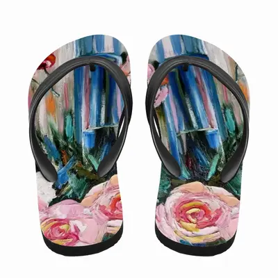 Men Roses And Rain Flip Flop Slippers