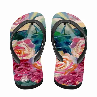 Men Roses On Garden Table Flip Flop Slippers