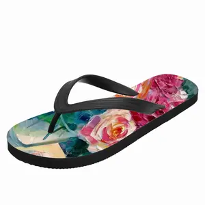 Men Roses On Garden Table Flip Flop Slippers