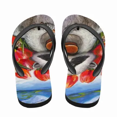 Men Raccoon Celebrating Spring Flip Flop Slippers