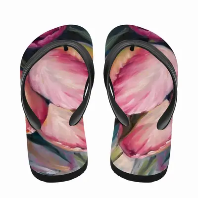 Men Pink Tulips Flip Flop Slippers