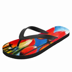 Men Wild Tulips On Spring Sky Flip Flop Slippers