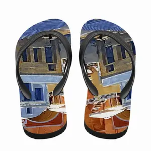 Men Santorini Houses In Oia Flip Flop Slippers