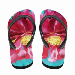 Men Bright Pink Peony Flower Acrylic Flip Flop Slippers