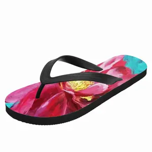 Men Bright Pink Peony Flower Acrylic Flip Flop Slippers