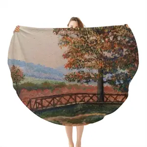 Autumn In The Country Flannel Blanket (Round)