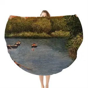 Boats In Central Park Flannel Blanket (Round)