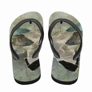 Men Black With Landscape Flip Flop Slippers