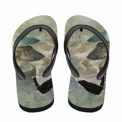 Men Black With Landscape Flip Flop Slippers