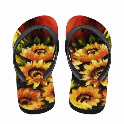 Men Golden Sun Flower Flip Flop Slippers