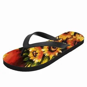 Men Golden Sun Flower Flip Flop Slippers