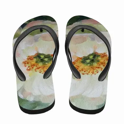 Men White Peony Flip Flop Slippers