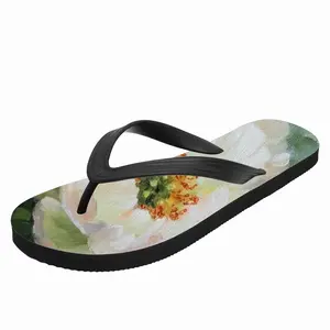 Men White Peony Flip Flop Slippers