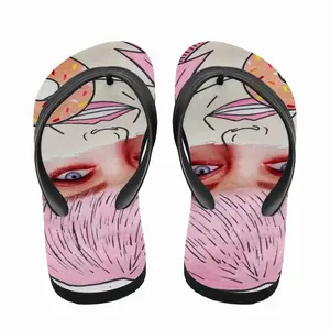 Men Barbie - Girl Women Fashion Pink Donate Flowers Collage Flip Flop Slippers