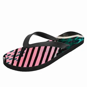 Men Pink Green Black Abstract Flip Flop Slippers