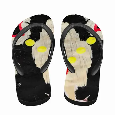 Men Black Yellow Red Abstract Flip Flop Slippers