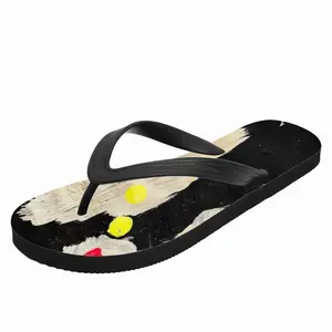 Men Black Yellow Red Abstract Flip Flop Slippers