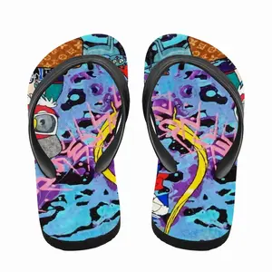 Men Goodbye My Love - Pop Art Cartoon Universal Peace Calligraphy Pink Flip Flop Slippers