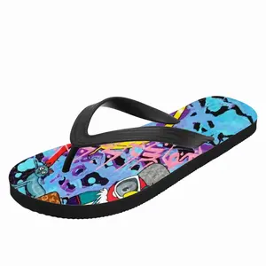 Men Goodbye My Love - Pop Art Cartoon Universal Peace Calligraphy Pink Flip Flop Slippers