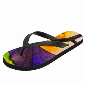 Men The Moon Fisher - Watercolor Kids Children Fisher Purple Moon Mountain View Landscape Flip Flop Slippers