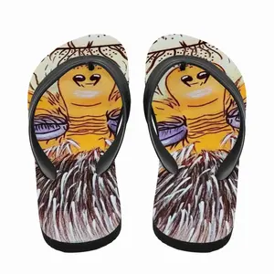 Men Monkey - Watercolor Animals Wild Interior Decor Gift Ideas Design Asian Flip Flop Slippers