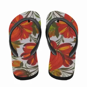 Men Orange Flower Flip Flop Slippers