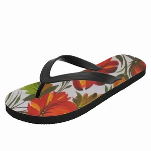 Men Orange Flower Flip Flop Slippers