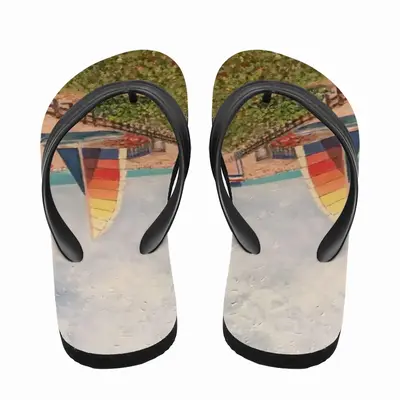 Men Sailboat On Miami Beach Flip Flop Slippers